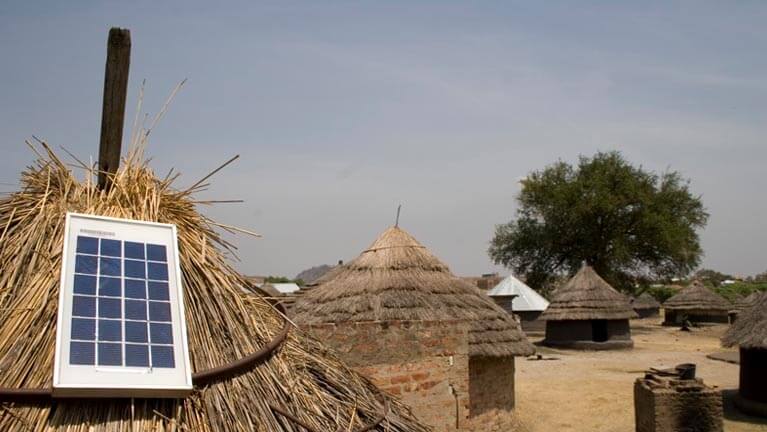 Solar panel installed in rural areas of Rajasthan